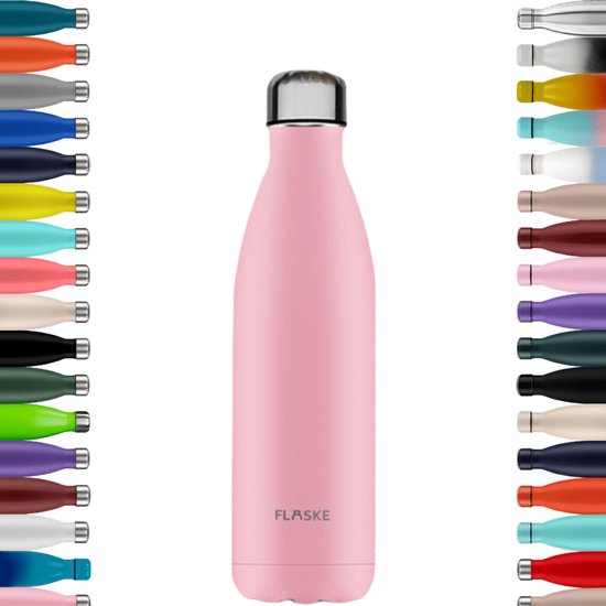 FLASKE Original 750ML - Flower - RVS Drinkfles van 750ML - Geschikt als waterfles, thermosfles en thermoskan