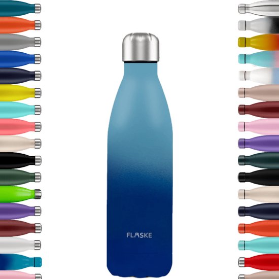 FLASKE Original 750ML RVS Gradient Skye - Waterfles & Thermosfles - Sportfles - Dubbelwandig Isolerend - 24u Koud & 12u Warm - Lekvrij - Lichtblauw