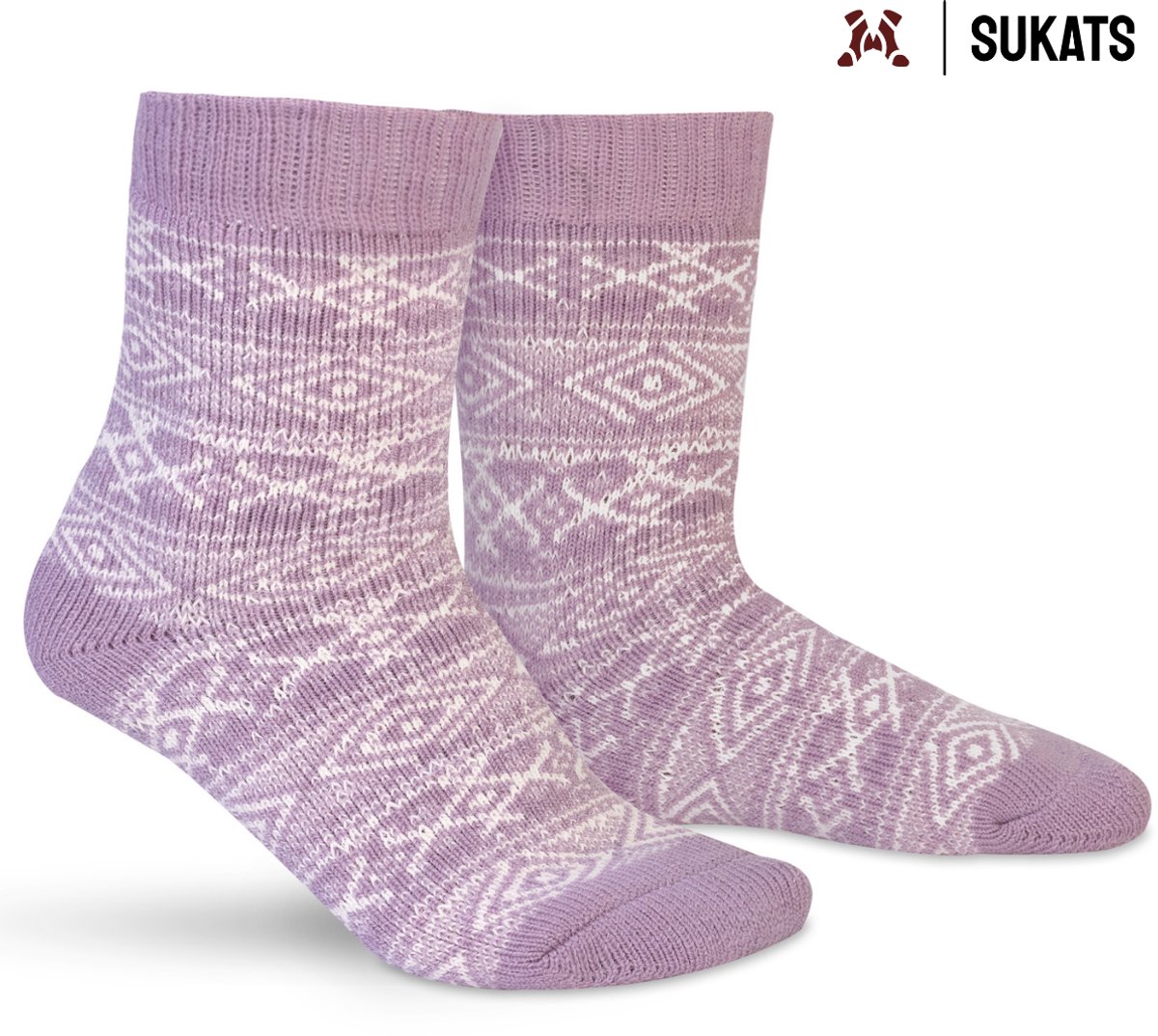 Sukats® Noorse Huissokken - 2 Paar - Maat 39-42 - Lila - Huissokken Dames en Heren - Warme Sokken - Wollen Sokken - Slofsokken - Bedsokken - Verwarmde Sokken - Nordic Socks - Scandinavische Sokken