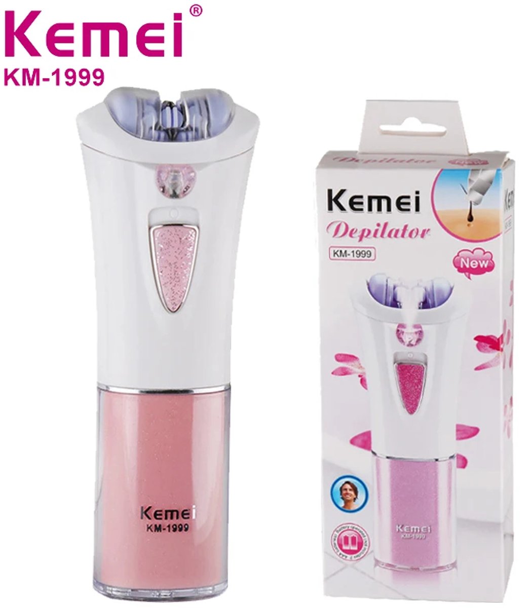 KEMEI KM-1999 | Depilator & Styler | Ladyshave | Ontharingsaparaat | Scheerapparaat - Ontharingsapparaat Vrouwen | Gezicht , Bikinilijn ,Benen & Armen | Epilator | Epileren| Bikinitrimmer - Waterdicht- incl reisetui schoonmaak borstel | Roze Wit