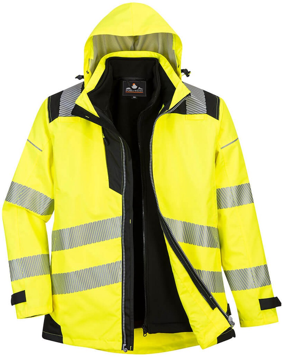 Portwest PW3 Hi-Vis 3-in-1 Jack PW365 Zwart