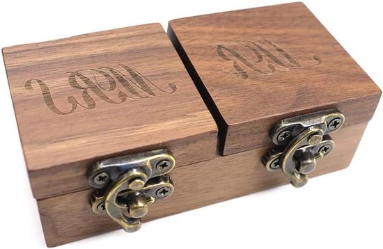 IRIVER BLANK Handgemaakte premium zwarte walnoot houten ringdoos met zachte fluwelen voering, voor bruiloft aanzoek ceremonie ringdrager doos - jubileum verjaardagscadeau ideeën (zwarte walnoot