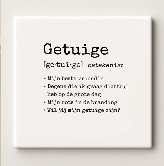 Carreau de témoin – Cadeau en céramique 15 x 15 cm « Veux-tu être mon témoin ? » – Souvenir d'amitié et de demande en mariage