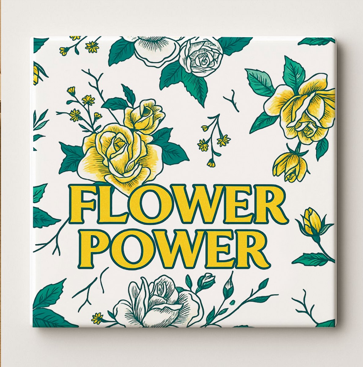 Nevolis Flower Power Retro Tegel – 15x15 cm Vintage Bloemen Keramische Wandtegel – Boheemse Huisdecoratie Cadeau voor Natuur- & Bloemenliefhebbers Multi Color
