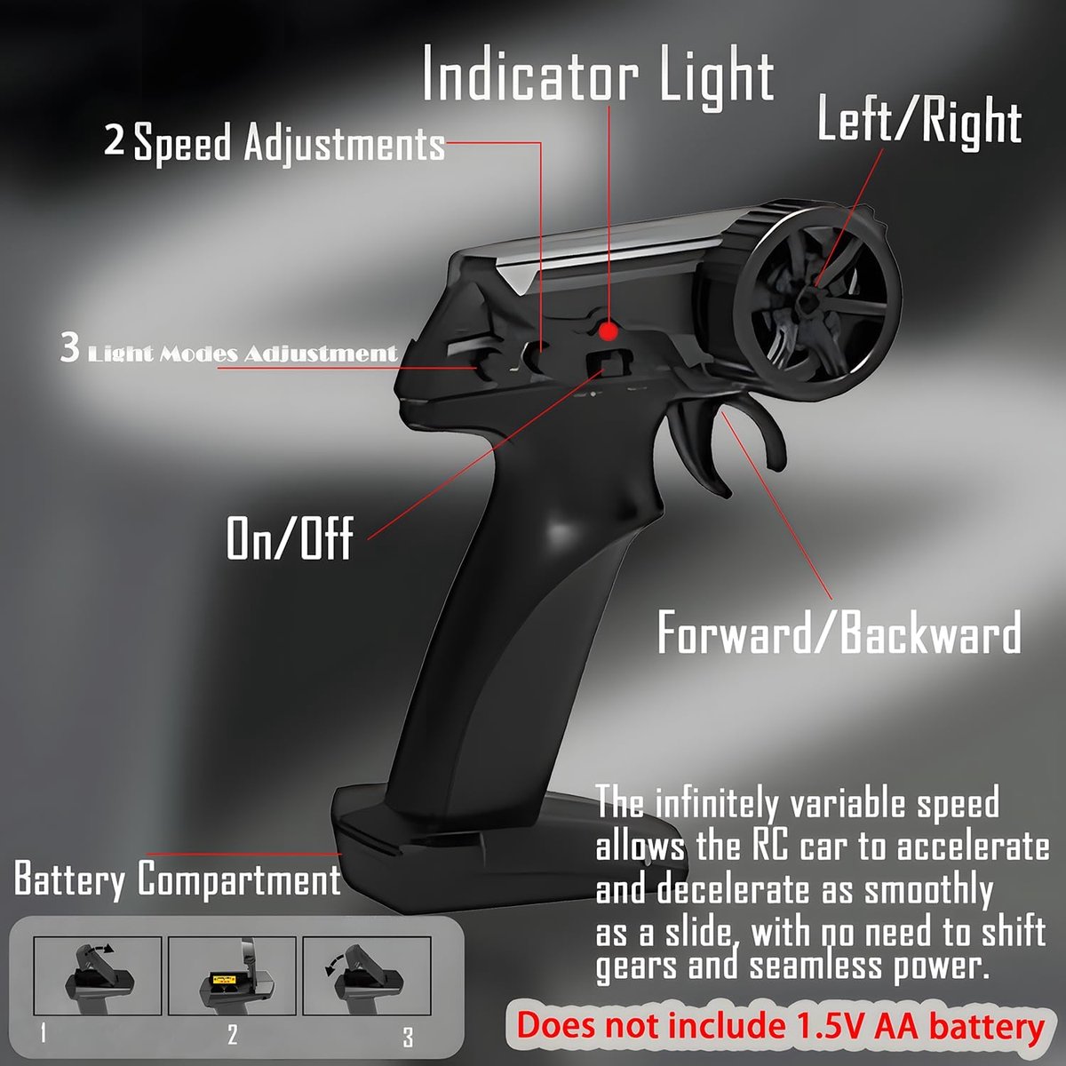 PolkaHome RC Drift Auto 1:24 – Afstandsbestuurbare RC Auto – 4WD – 2 Accu’s – 20 km/h — afbeelding 6