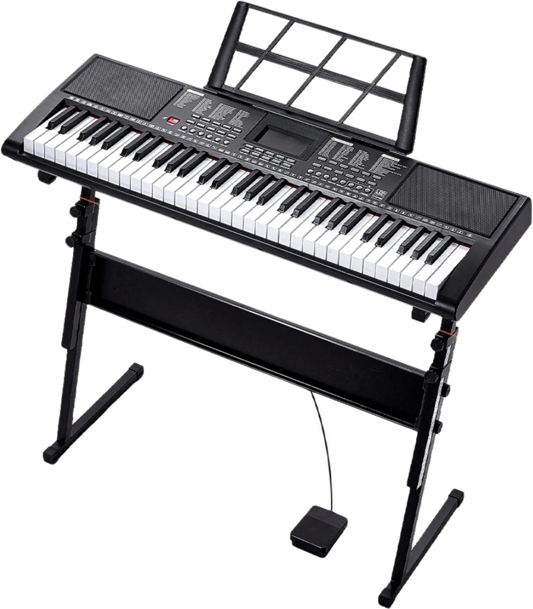 Fubzz Digitale Piano - 61 Toetsen Muziek Keyboard - Elektrische Toetsenbordpiano - 600 Tones 500 Ritmes - Met Standaard & Hoofdtelefoon - Beginners