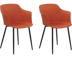 ELIM - Eetkamerstoel set van 2 - Oranje - Polyester