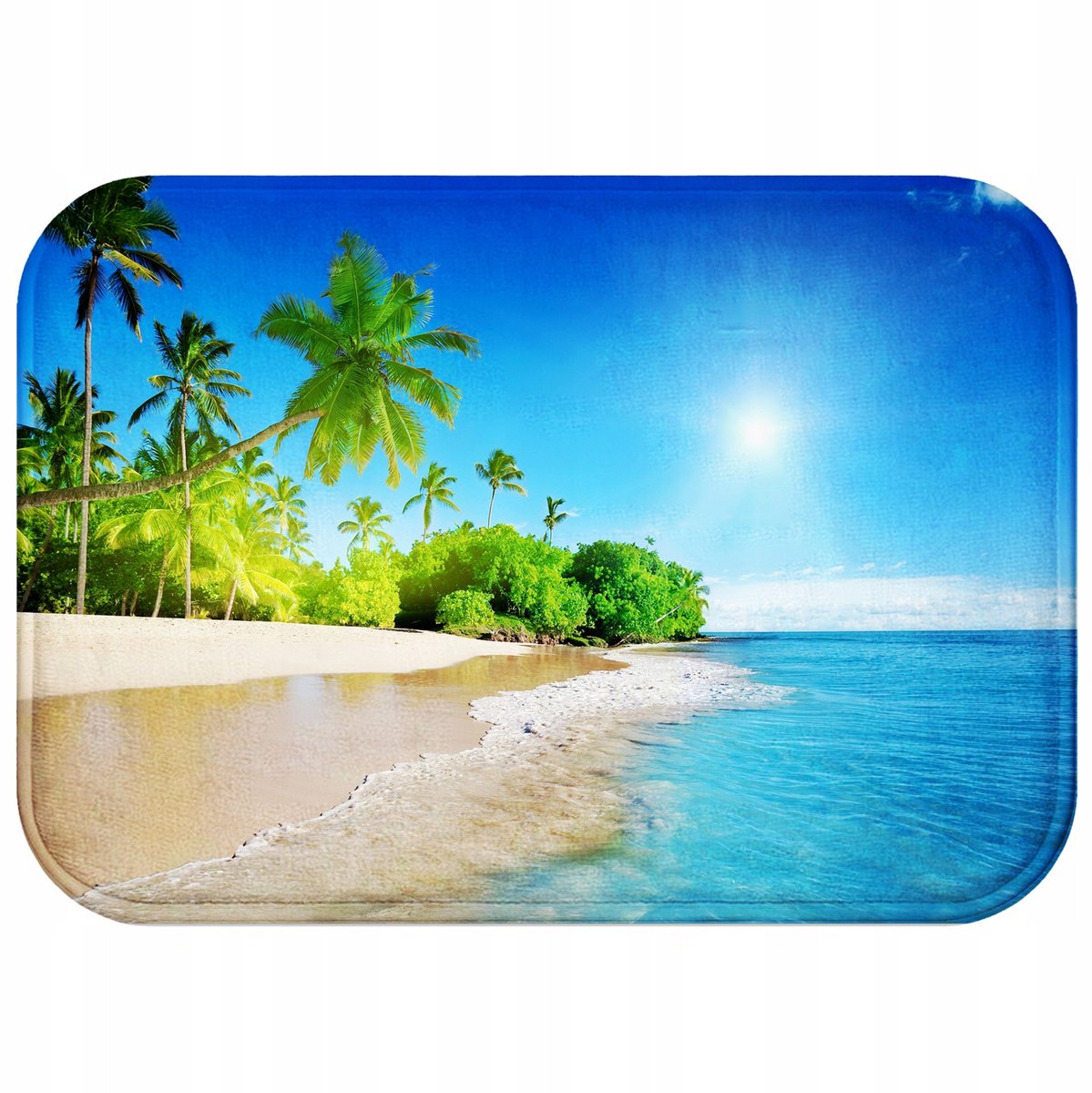 Antislip Badmat 60x40cm - Strand, Zee & Palmbomen - Zacht & Sneldrogend