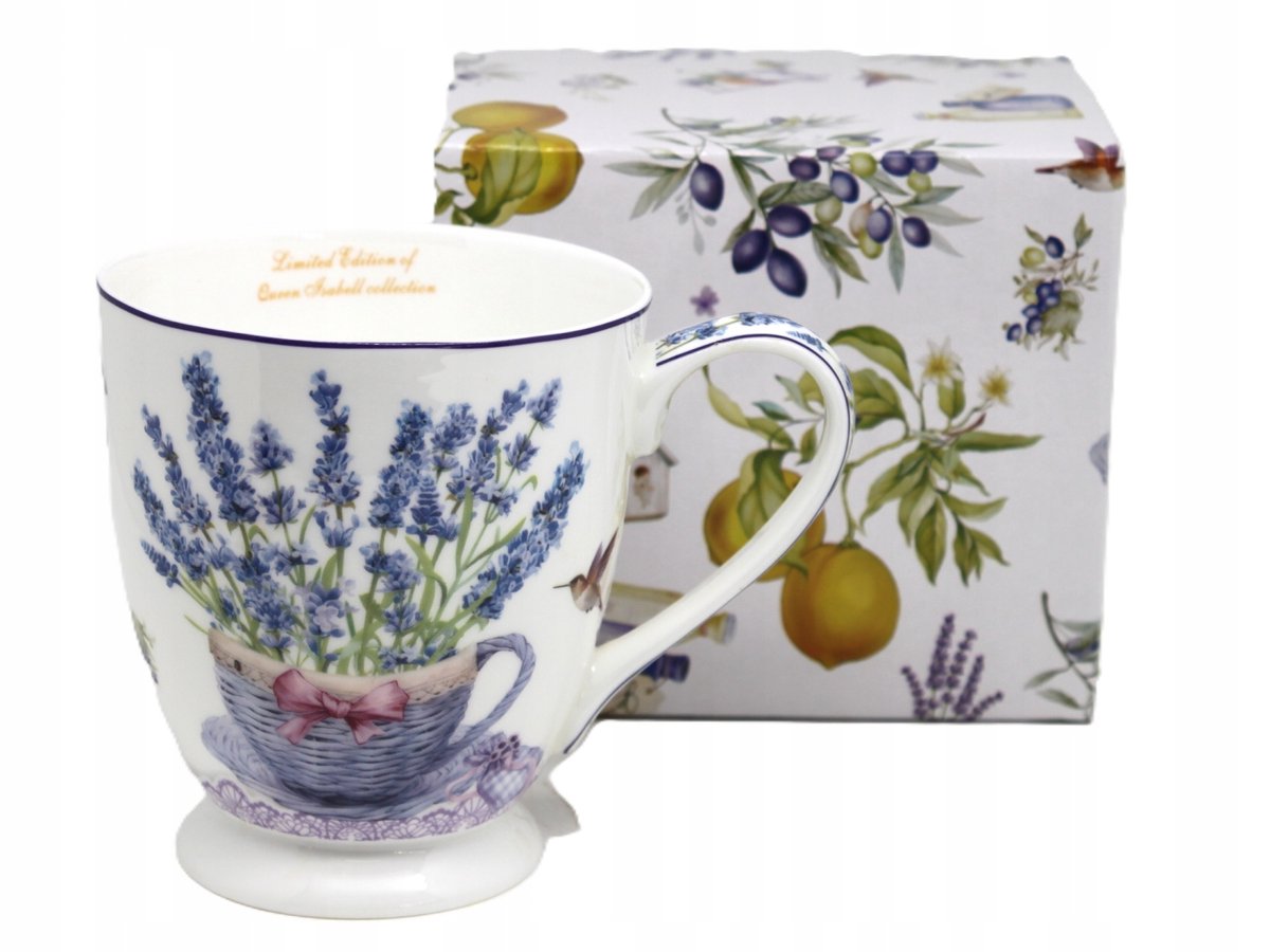 Queen Isabell Jumbo Mok 450 ml - Elegante porseleinen mok met lavendeldecor