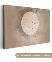 Tableau sur toile 120x80 cm - Décoration murale exclusive Vogel - Beige - Style japonais - Décoration murale salon - Décoration chambre - Accessoires de décoration - Peintures sur toile