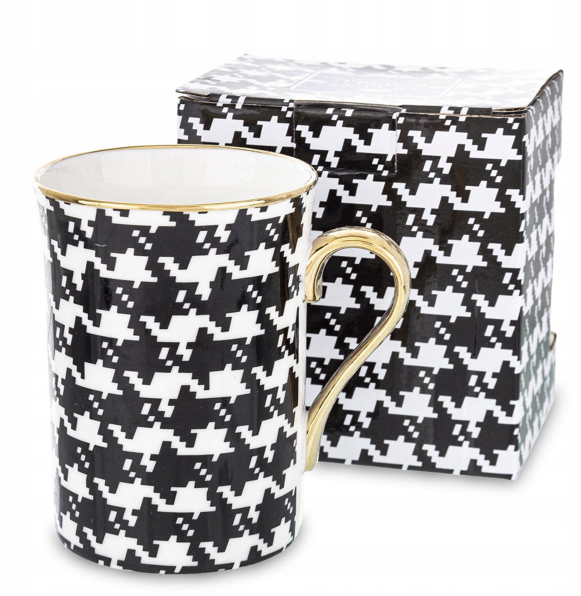 Elegant Porseleinen Mok Zwart-Wit Goud 250ml Modern Design