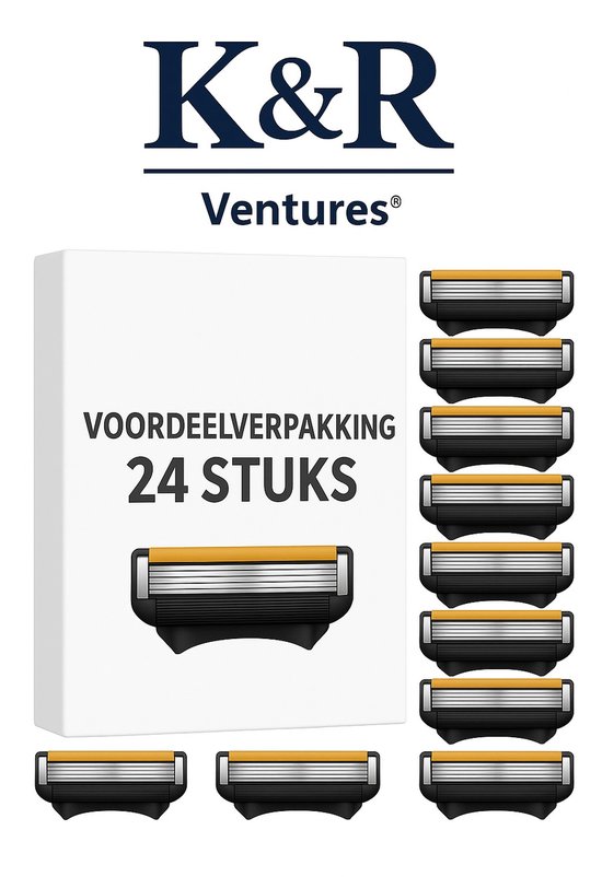 Rasoirs K&R compatibles avec Fusion 5 - toutes les séries Gillette Fusion 5 - Power - 24 pièces - Lames de rasoir Fusion5 - FProGlide - Proshield - Rasoirs pour hommes - Lames de Razor