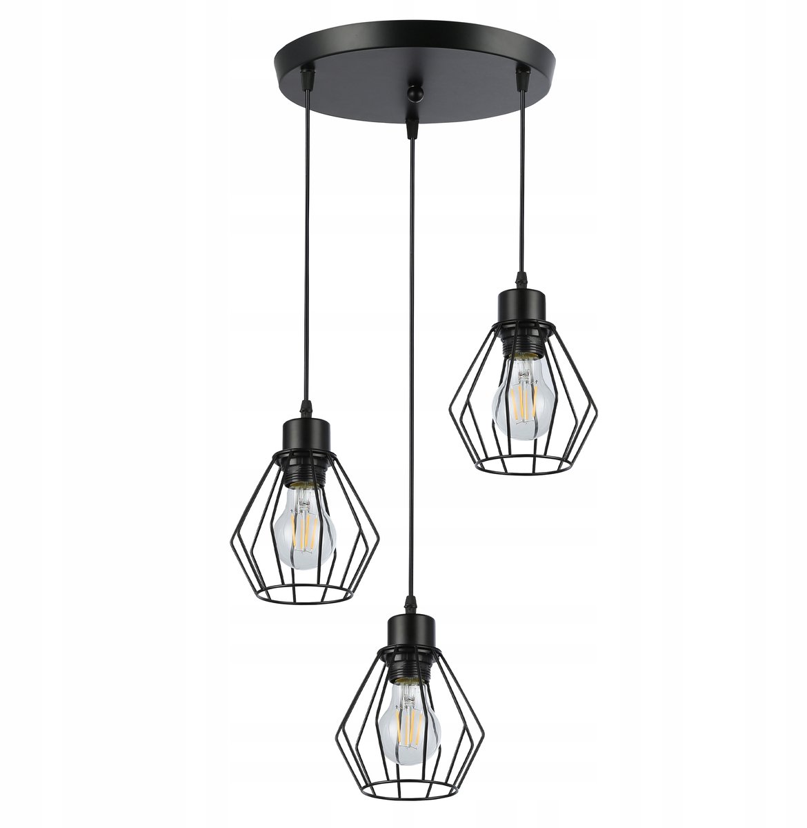 Hanglamp Loft Zwart E27 - Industriële Stijl, 3 lichtpunten