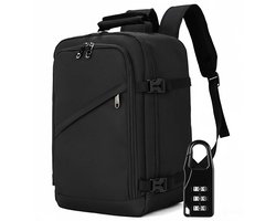 Tobey's Handbagage 40x30x20 Rugzak - Reistas 20L - Inclusief Cijferslot - Underseater - Cabin Bagage - Zwart - Compacte Weekendtas