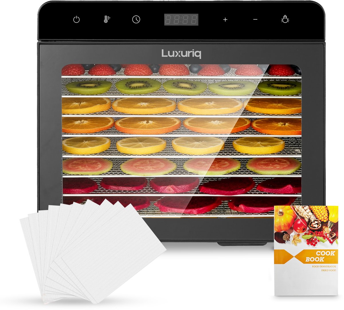 Luxuriq Voedseldroger Dehydrator 8 laags met siliconen matten