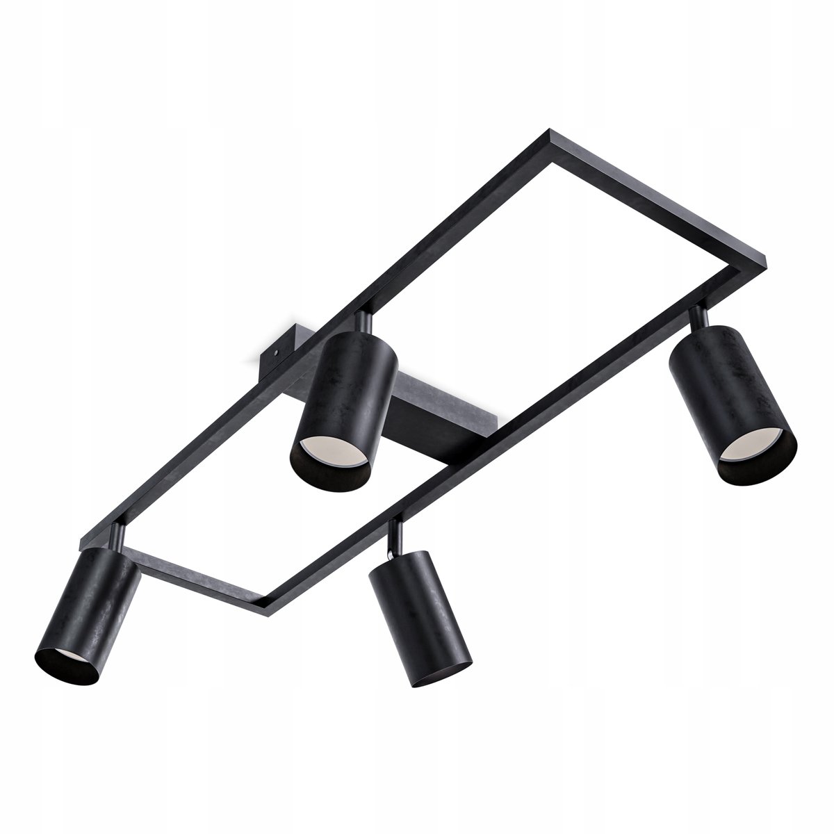 Zwarte Plafondlamp LED GU10 4 Spots Verstelbaar Aluminium 60cm