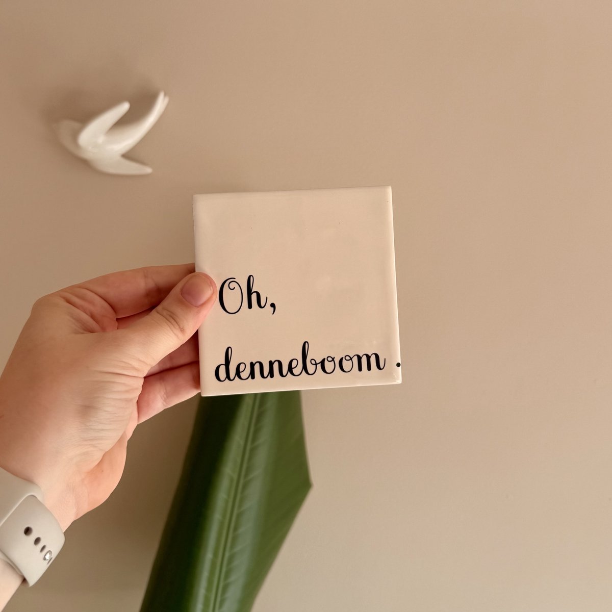 Wij & Blij - Tegeltje - Oh denneboom - beige -tegel - kerst - december - verjaardag - afscheid - kleinigheidje - spreuktegeltje - wandtegeltje