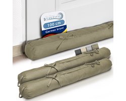 Beautissu Viento Set van 2 Tochtstopper 10x100 cm Tochtrol Taupe Tochtstrips voor Deuren