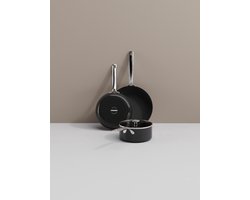 COMBEKK Element Expert pannenset - 4-delig - zwart - PFAS vrije keramische antiaanbaklaag - Gemaakt van 100% gerecycled aluminium - Inductiegeschikt