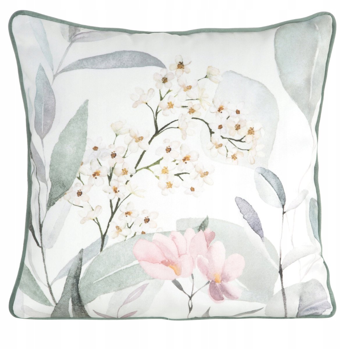 Decoratieve Kussenhoes Juliett 45x45 cm Wit Groen - Zacht Velours