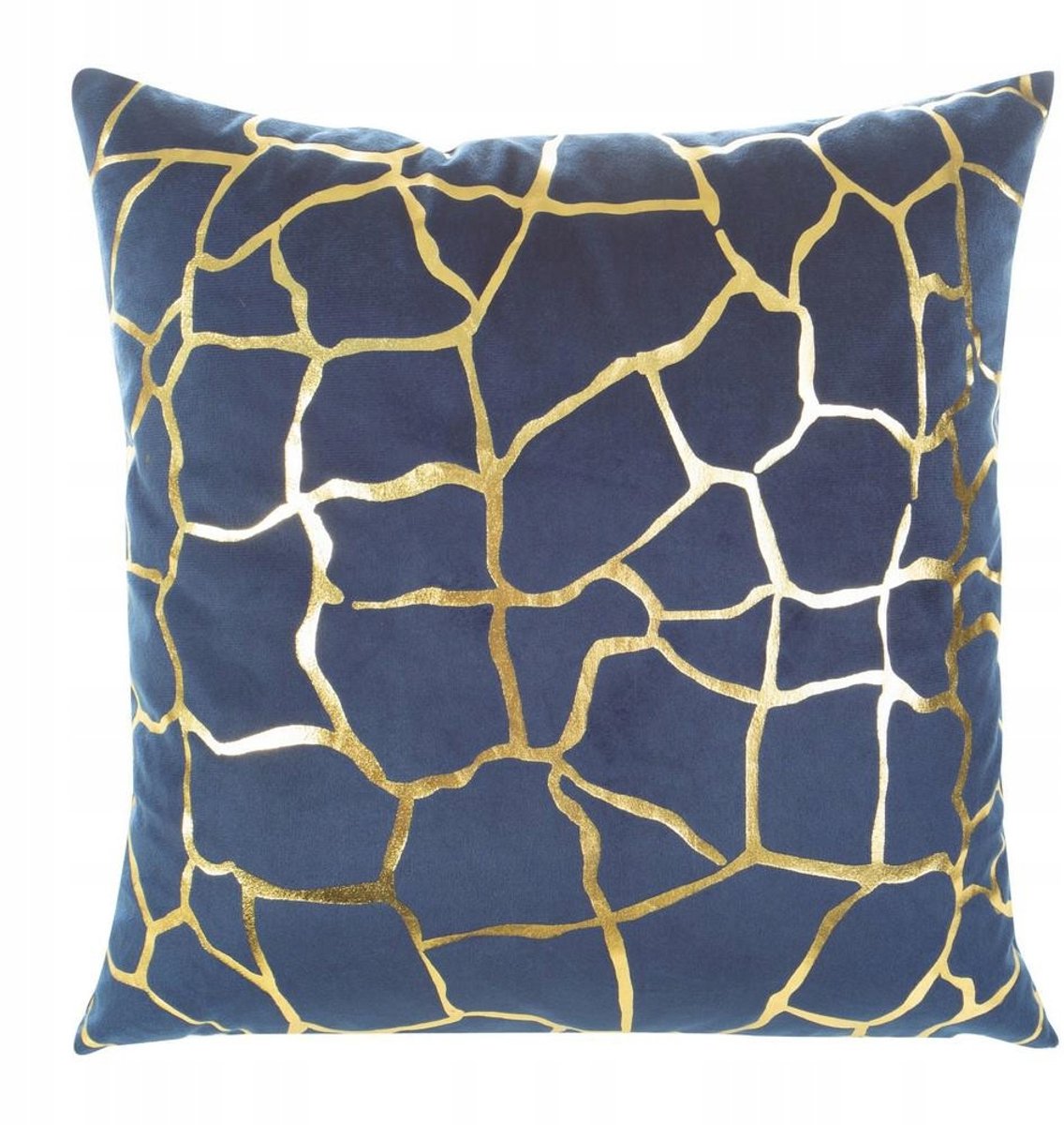 Decoratieve Kussenhoes 45x45cm - Navy Blauw & Goud - Fluweel