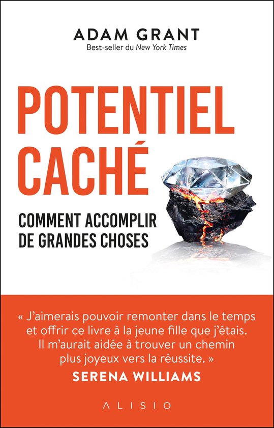 Livre 'Potentiel Caché' par Adam Grant avec un diamant sur des pierres noires.
