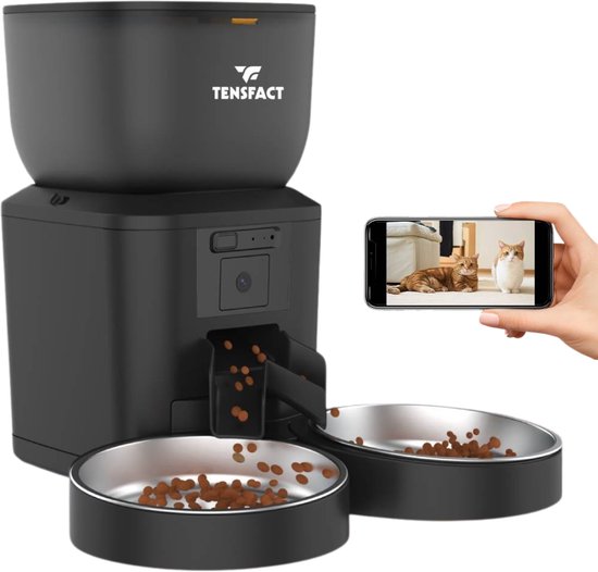 Tensfact Automatische Voerbak Pro Duo 4L Zwart met Camera - Tensfact - €89,95