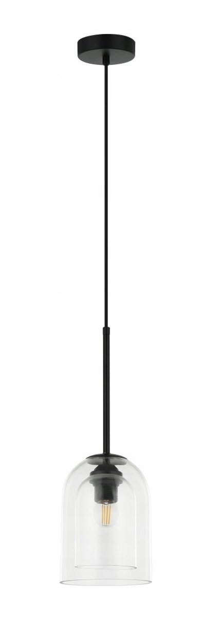 Elaris Hanglamp Transparant met Zwarte Basis - 1xE27
