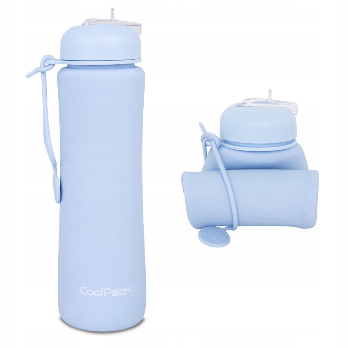 CoolPack Pump Bidon Silikonowy 600ml Pastel Blauw Opvouwbaar