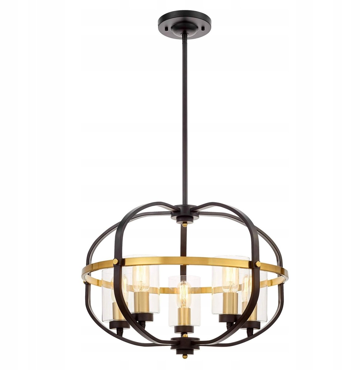Lumina Deco Monterey Hanglamp Zwart/Messing - 5xE27