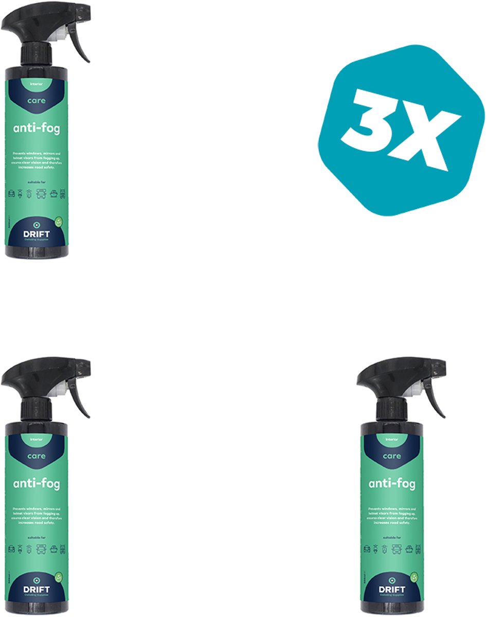 3 × Anti Condens - Anti Fog Spray - Voorkomt Beslagen Ruiten - Anti-Damp - Verbetert Zicht & Veiligheid - 500 ML