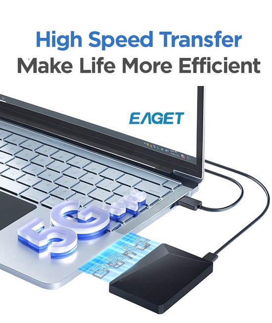 Eaget HDD schijf - Externe harde schijf - 1TB (2x500GB) dubbele schijf van 2x500GB - Externe harde schijven - Harde schijf - Plug and Play — afbeelding 2