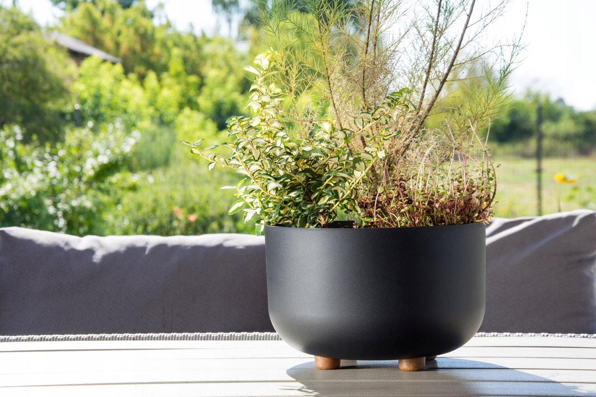 SOFIA Loft Plantenbak Zwart 30cm Gerecycled materiaal