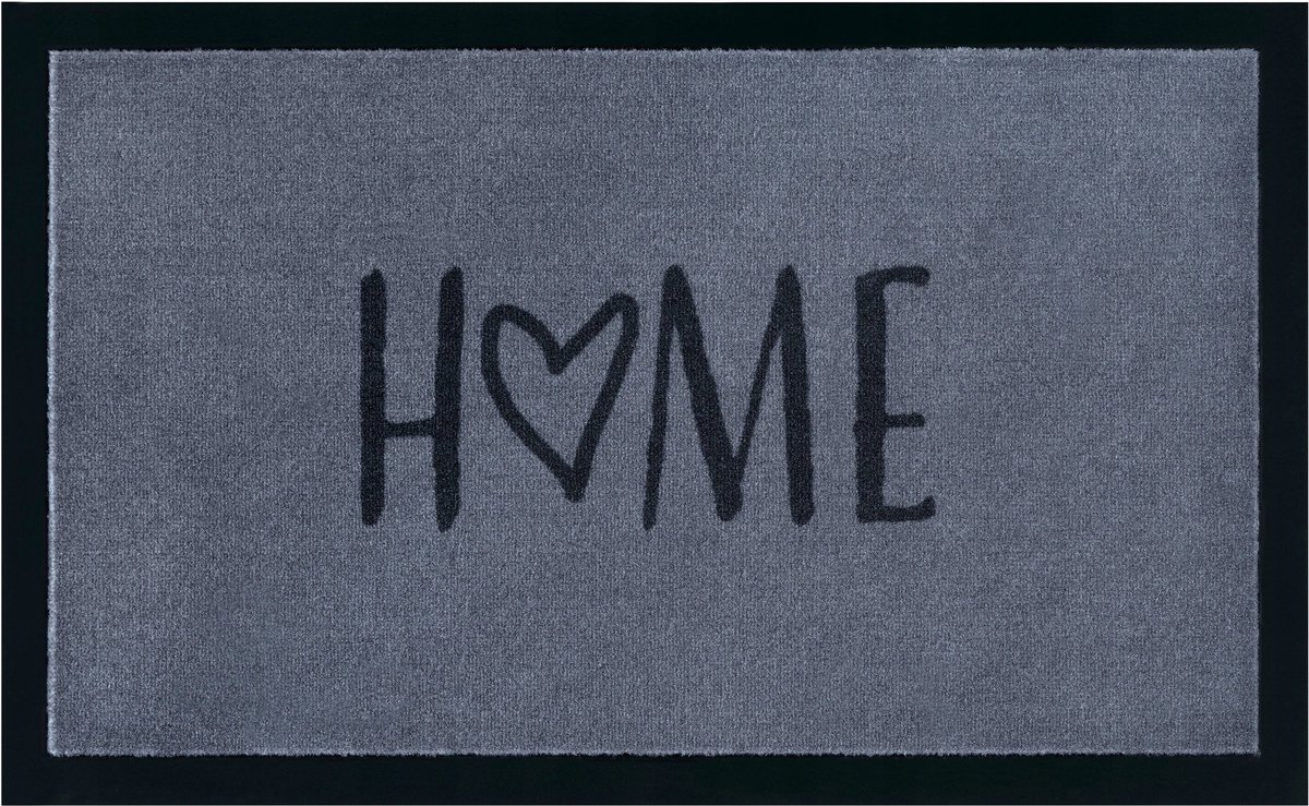 Deurmat HOME Hart Grijs/Zwart 45x75 cm - Hoge Kwaliteit