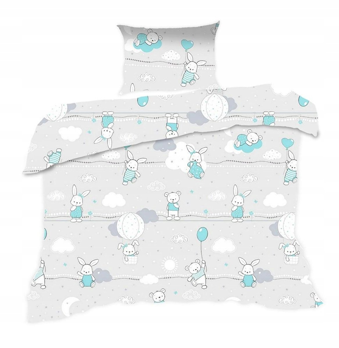 Kinderbeddengoed 110x140 cm met kussenhoes 40x60 cm - Beren & Konijntjes