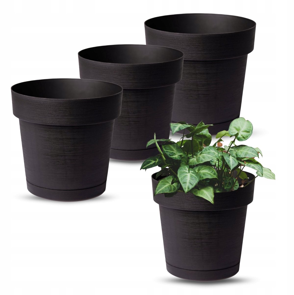 3x Antraciet Glamour Bloempotten Kunststof 20cm
