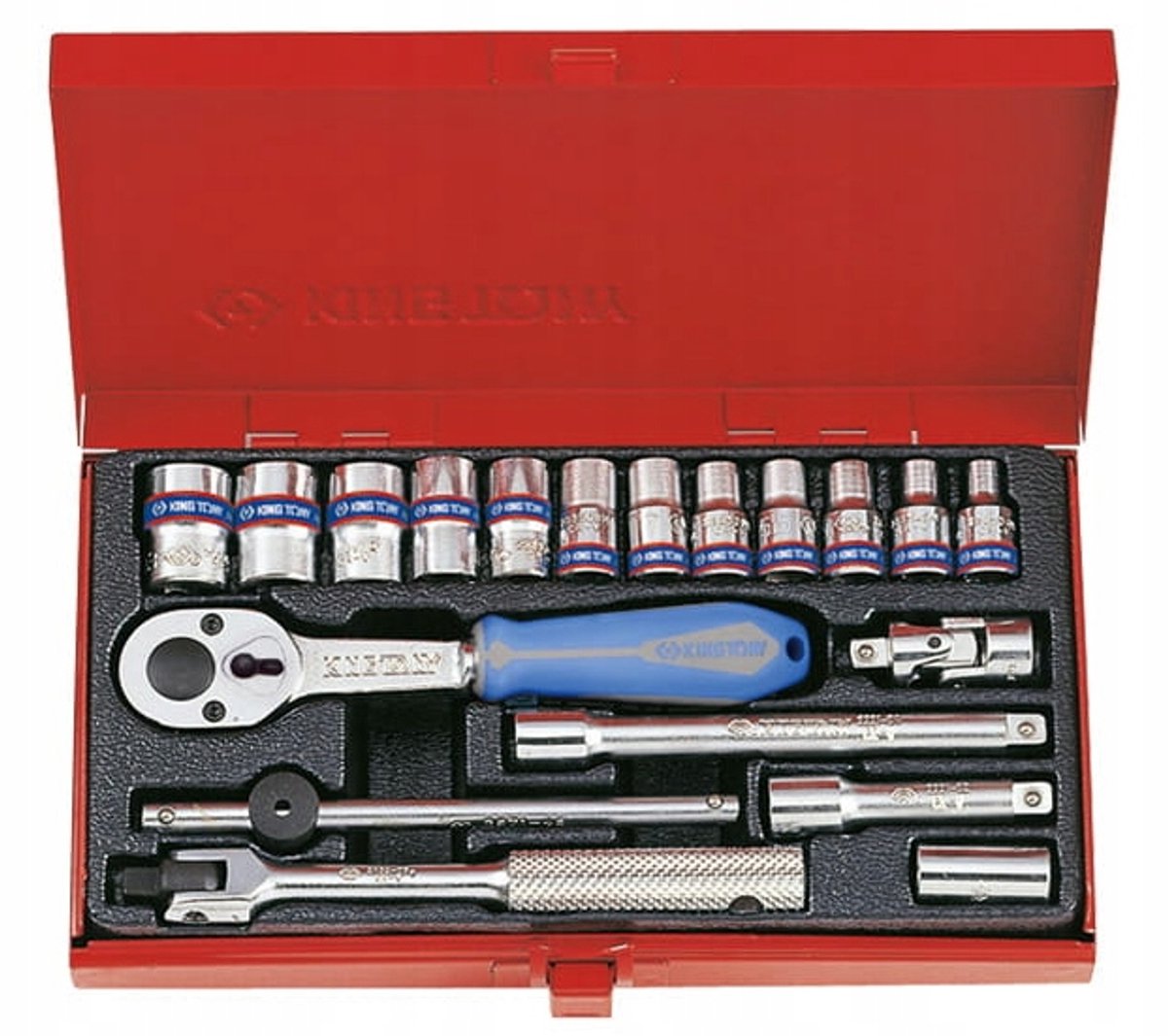 King Tony Doppenset 1/4" doppenset 4-13 mm met ratel en accessoires - Metaal