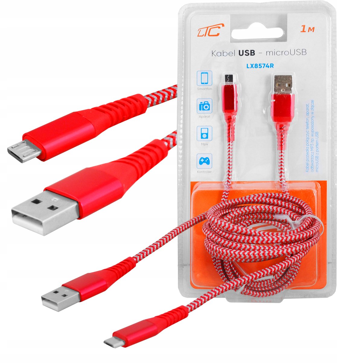 Sterke Rode USB-A naar MicroUSB Kabel (1m) - Snel Laden & Data