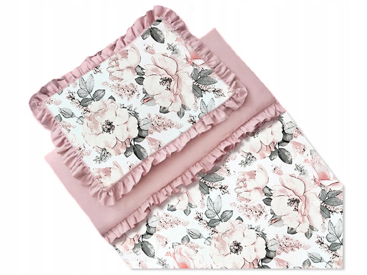 Kinderbeddengoed 100x160 Katoen met Ruches - Roze