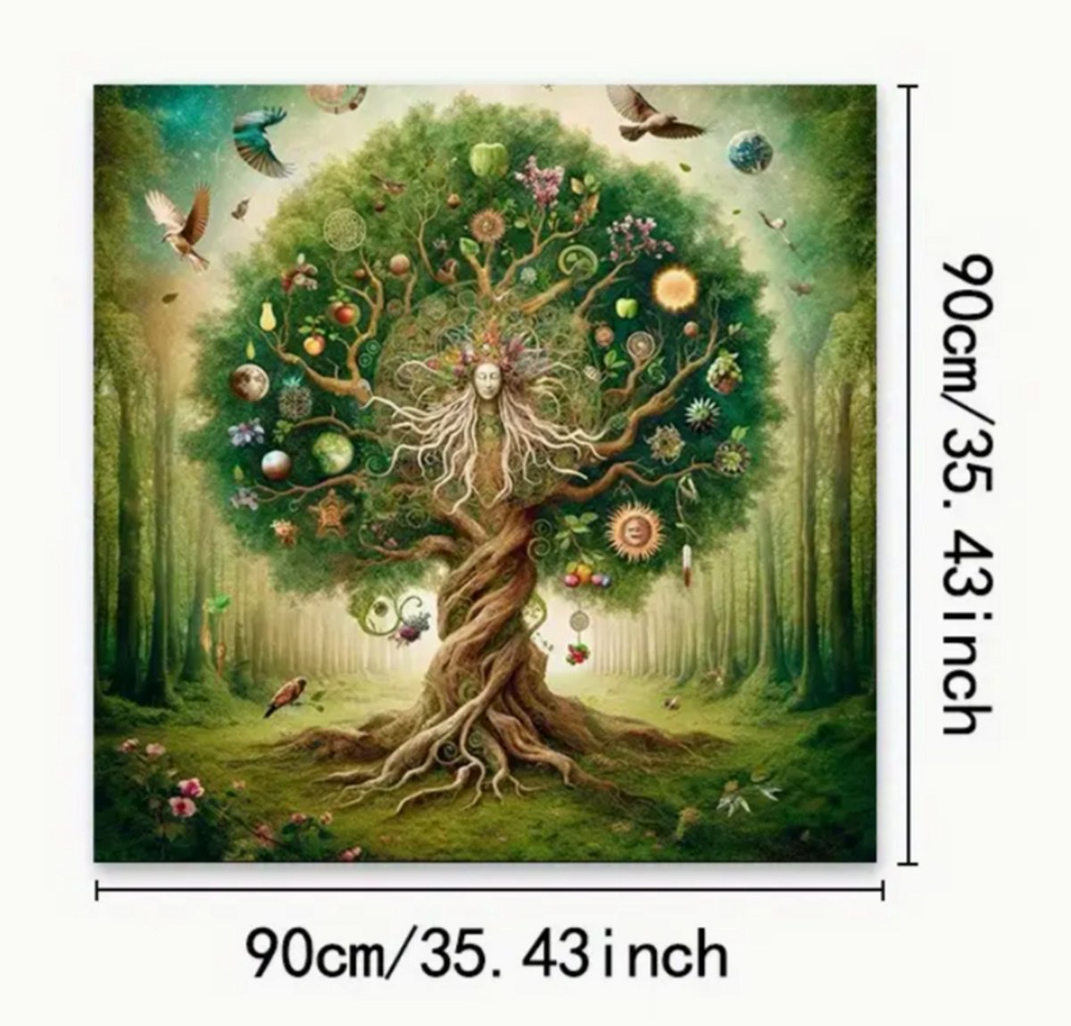 Tarotkleed - Waarzeggerij - Pendelkleed - Altaardoek - Esoterie - Levensboom - Tafelkleed Levensboom - 90 x 90cm.
