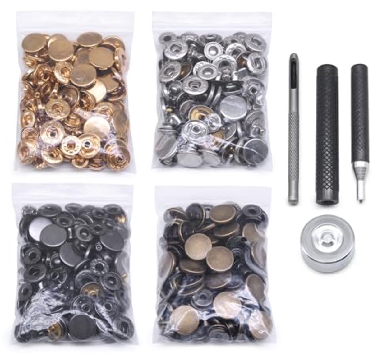 120 sets met dubbele doppen en klinknagels voor leerbewerking en decoratie - 10 mm