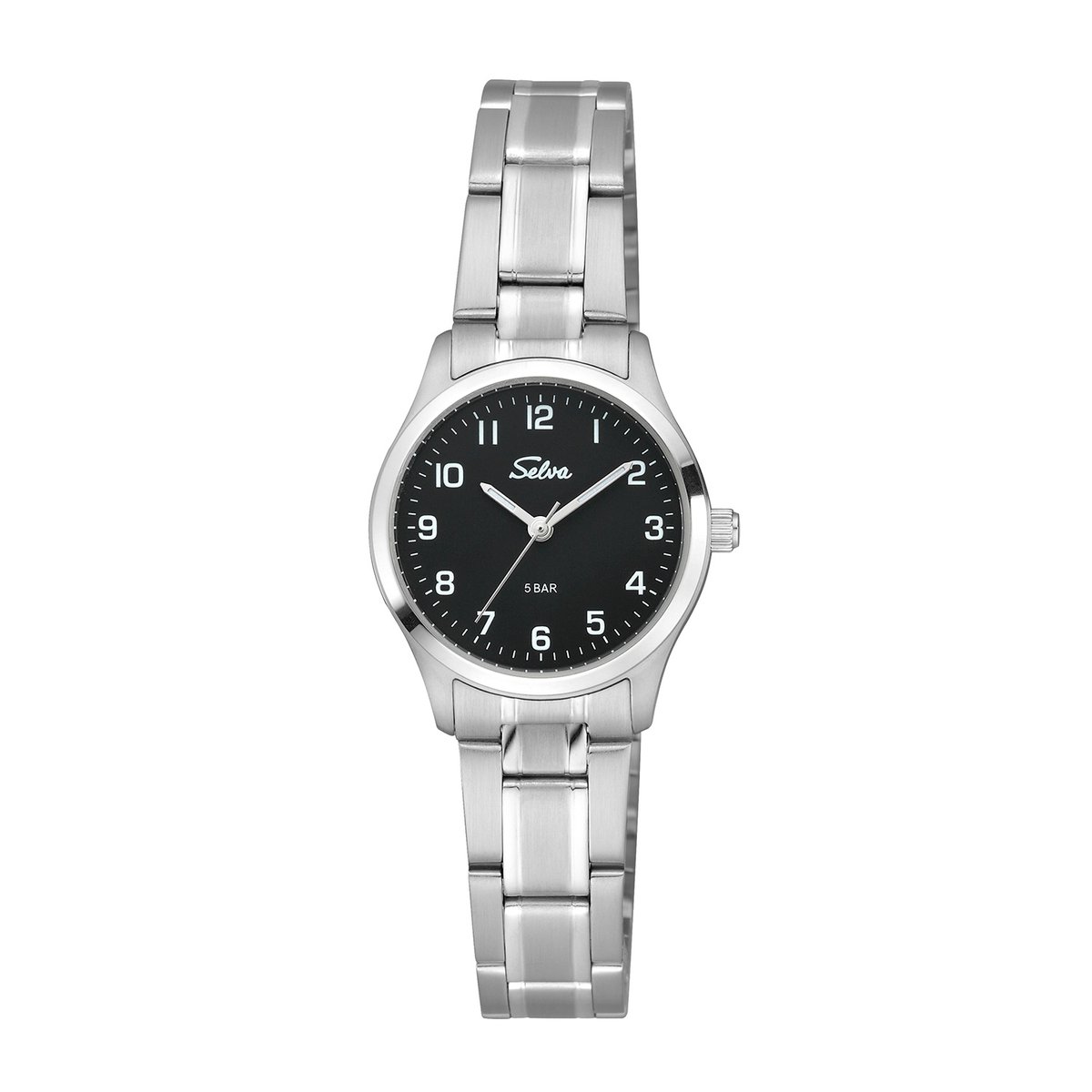 SELVA dameshorloge, quartz, roestvrijstalen kast, roestvrijstalen band, vouwsluiting, 5 bar