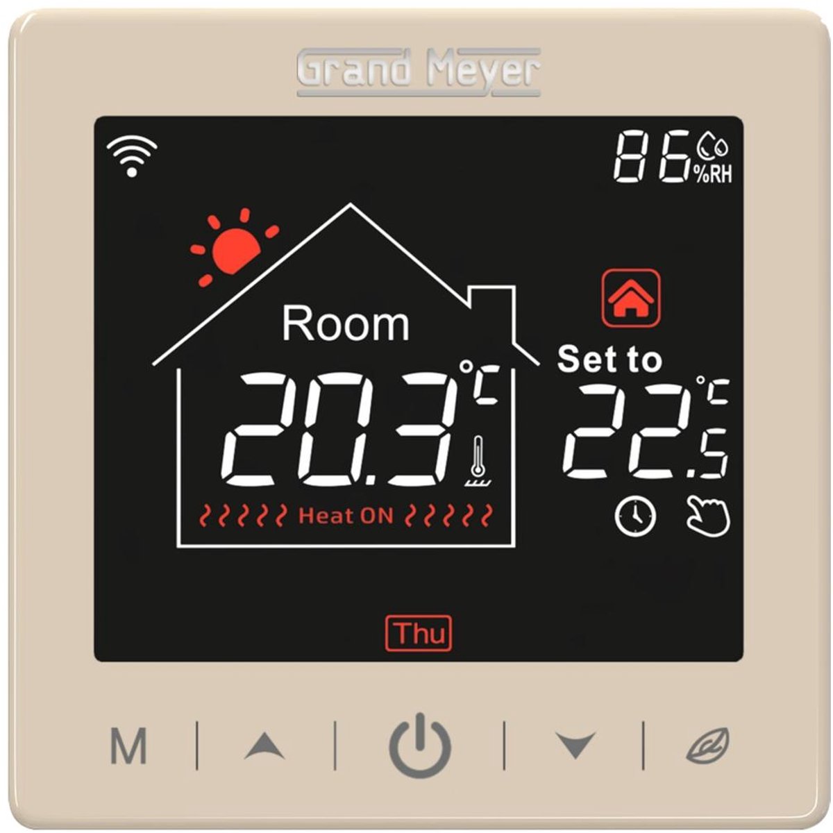 Programmeertbare Wi-Fi thermostaat SN-15, 16A, 230 V, Champagne