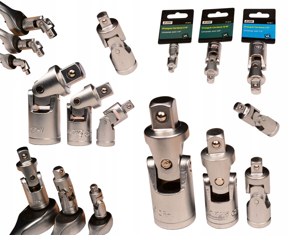 Cardankoppeling Set 3-delige CrV - 1/4", 3/8", 1/2"