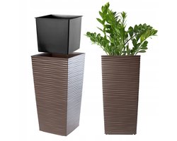 Hoge mokkakleurige plantenbak met inzet 24x47cm