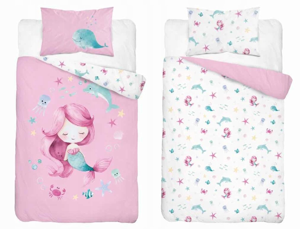 Kinderbeddengoed 90x120 Zeemeermin Roze Katoen
