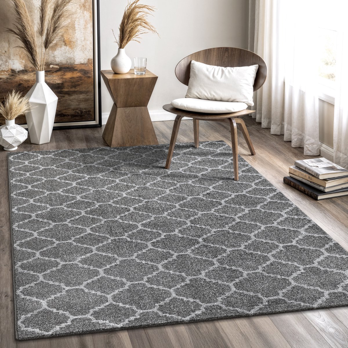 Muratap Boho Klasik Laagpolig Vloerkleed Grijs- 120x170 CM