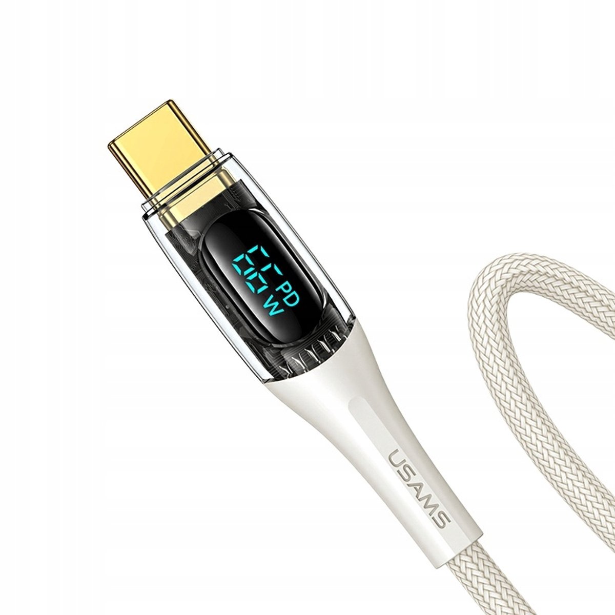 P4Y USB-C SJ592 Kabel 1,2m 66W 6A Beige Met Display