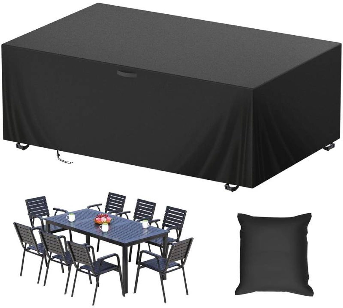 Tuinmeubelhoes 213 x 132 x 74 cm- 420D Oxford-stof- waterdicht- winddicht- regenbestendig- anti-UV en scheurvast.