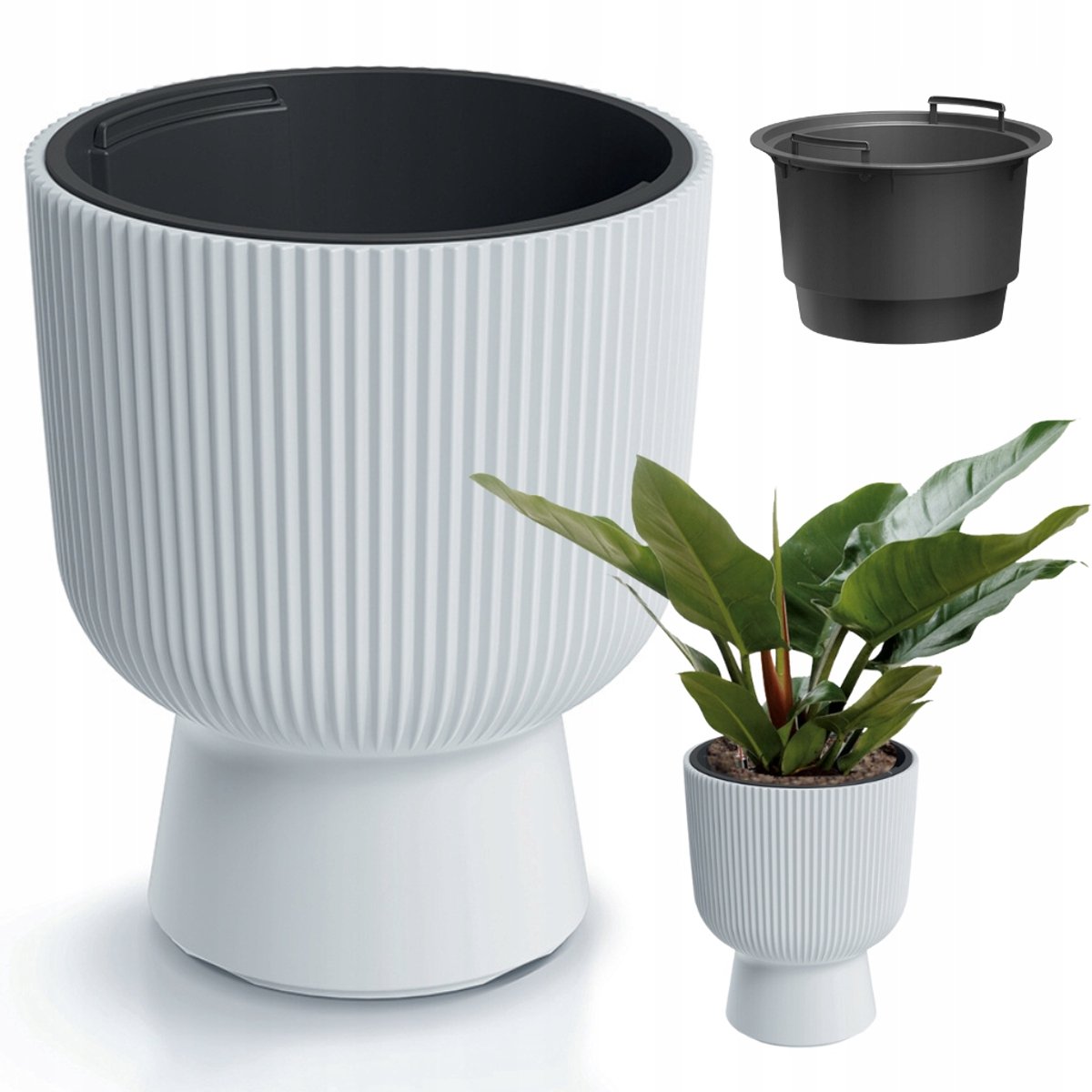 Milly ronde plantenbak wit 39 cm met inzet - duurzaam en stijlvol